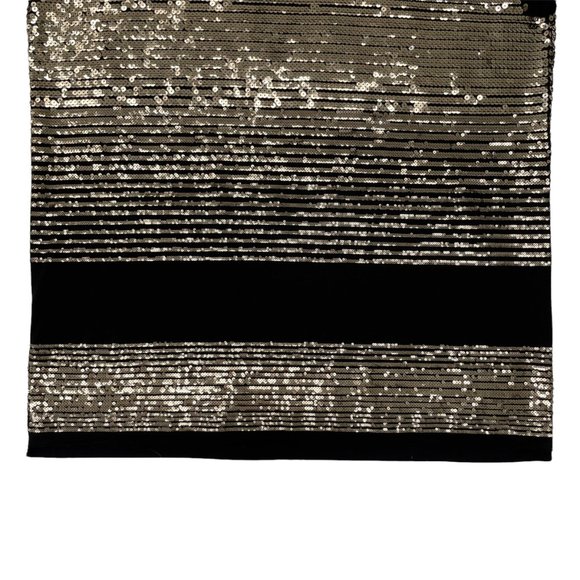 Saint Laurent Viscose/Polyester Sequin Striped T-shirt - Black Gold | Large - Picture 9 of 12